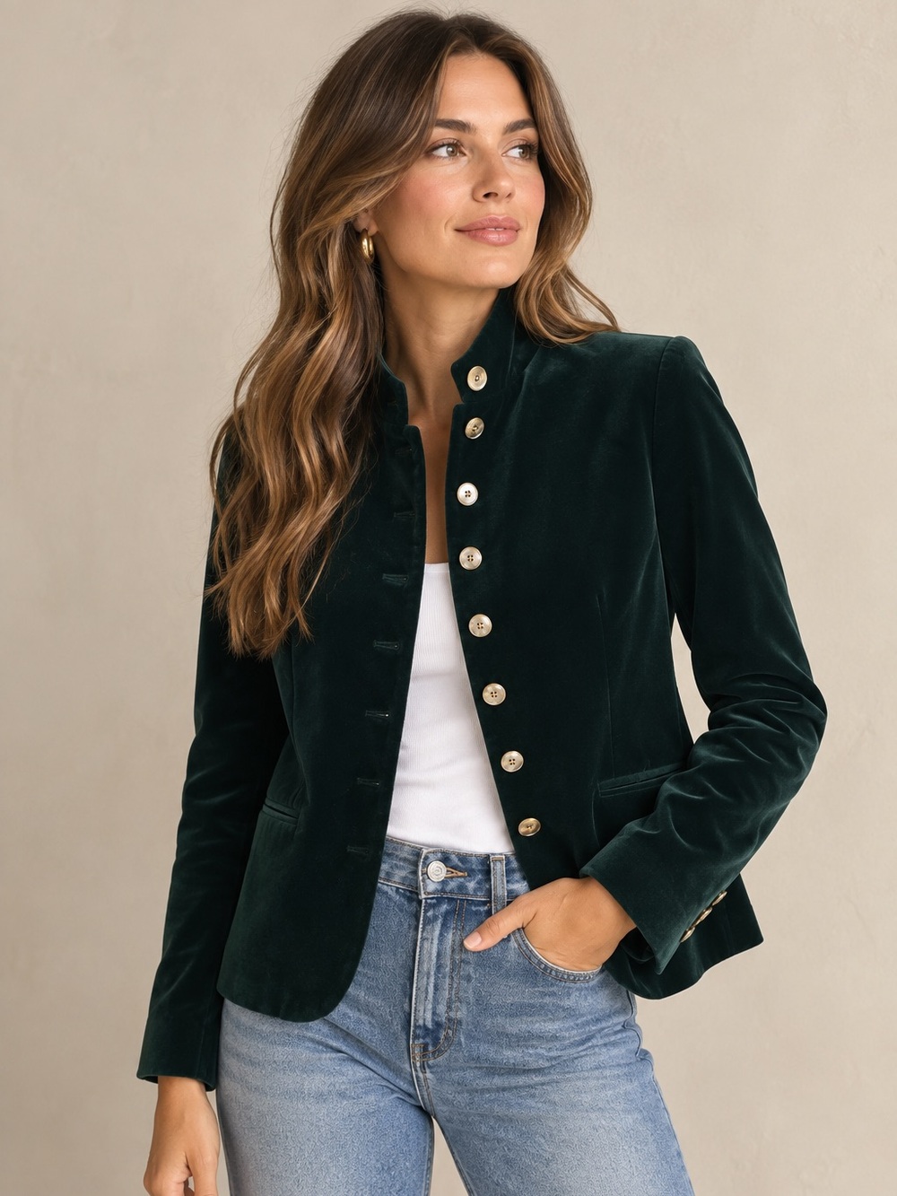 Vintage Lauren Ralph Lauren Velvet Blazer Jacket Emerald Green Size 16